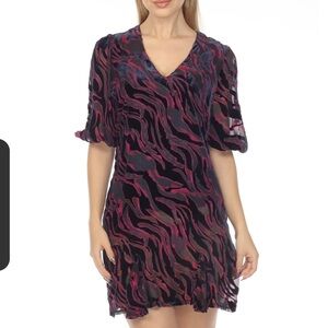 Johnny Was Love Aphrodite Short Sleeve Crushed Velvet Mini Dress Size S